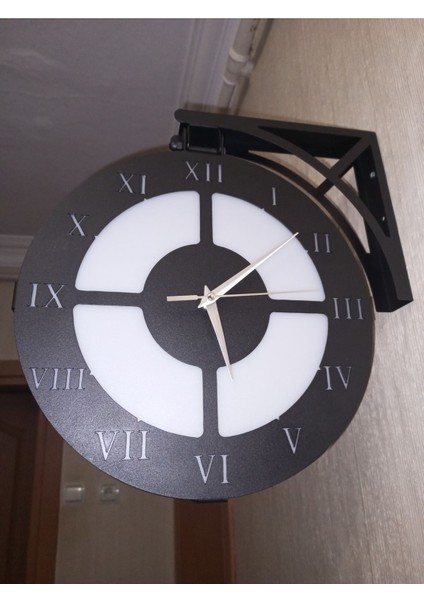 Dairesel Siyah Metal Endüstriyel Çift Taraflı Duvar Saati indirimleri
