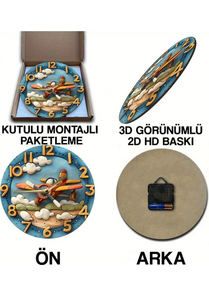 Sessiz Yuvarlak Ahşap Duvar Saati, Kuvars Hareketli 3D Görünümlü 2d Saat Sdw Çocuk Odası indirimleri