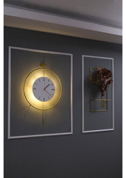 (Xxl 60X80 )3'lü Gold Kristal Set ,saat-Çiçeklik ve Çiçek ,pilli LED indirimleri