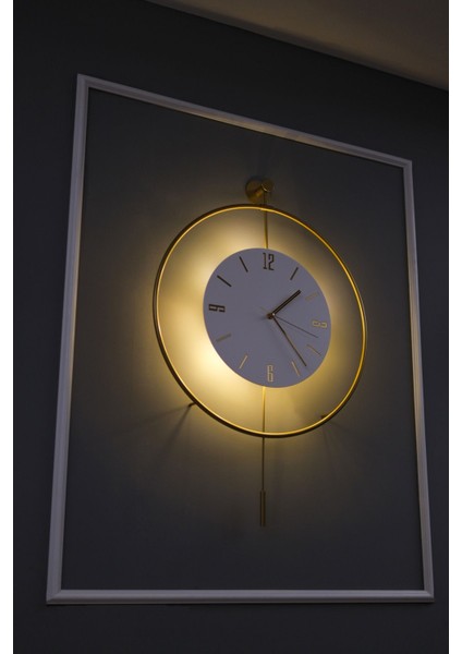 (Xxl 60X80 )3'lü Gold Kristal Set ,saat-Çiçeklik ve Çiçek ,pilli LED