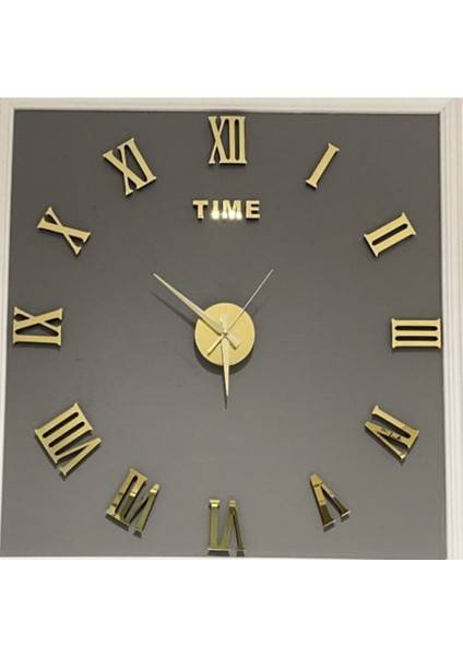 Pleksi Göbek Duvar Saati Büyük 3D Romen Rakamlı Duvar Saati Gold fiyatları