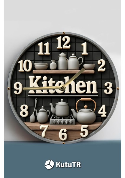 Sessiz Yuvarlak Ahşap Duvar Saati, Kuvars Hareketli 3D Görünümlü 2d Saat Mutfak Serisi fiyatları
