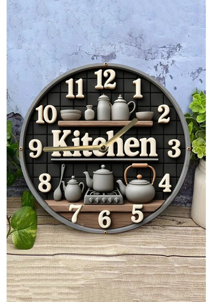 Sessiz Yuvarlak Ahşap Duvar Saati, Kuvars Hareketli 3D Görünümlü 2d Saat Mutfak Serisi modelleri