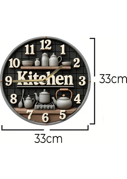 Sessiz Yuvarlak Ahşap Duvar Saati, Kuvars Hareketli 3D Görünümlü 2d Saat Mutfak Serisi indirimleri