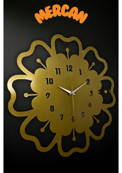 Mercan Model Metal Lazer Kesim Akar Sessiz Mekanizmalı Duvar Saati (40*40 Cm) modelleri