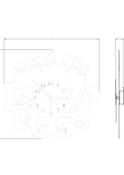 Duvar Saati Dekoratif Duvar Saati Lazer Kesim Duvar Saati Çelik Duvar Saati Dogs Temalı Duvar Saati fiyatları