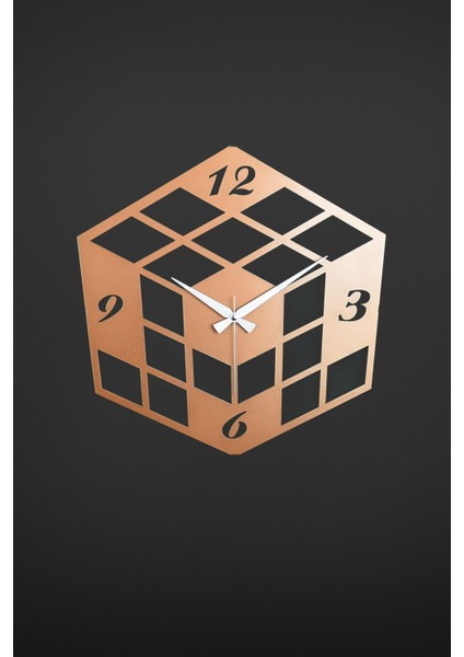 Küp Model Metal Lazer Kesim Akar Sessiz Mekanizmalı Duvar Saati (40*40 Cm) modelleri