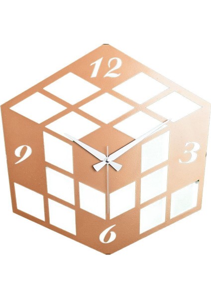 Küp Model Metal Lazer Kesim Akar Sessiz Mekanizmalı Duvar Saati (40*40 Cm) indirimleri