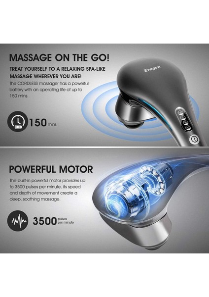 ERG-751 Percussion Şarjlı Çift Başlıklı Darbeli Derin Etki Vücut Masaj Aleti modelleri