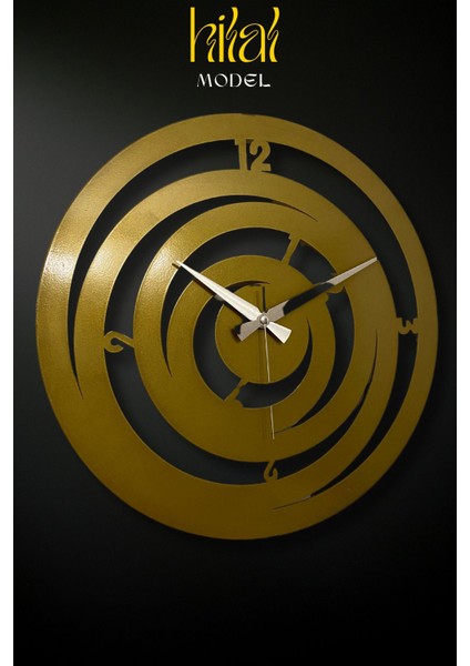 Hilal Model Metal Lazer Kesim Akar Sessiz Mekanizmalı Duvar Saati (40*40 Cm) modelleri