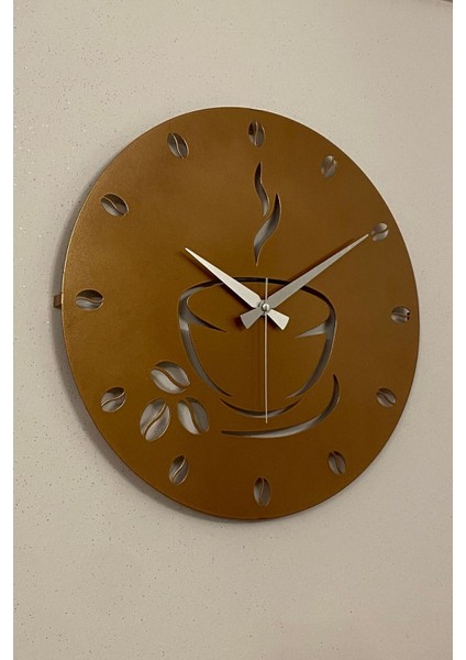 Coffe Model Metal Lazer Kesim Akar Sessiz Mekanizmalı Duvar Saati (40*40 Cm) modelleri