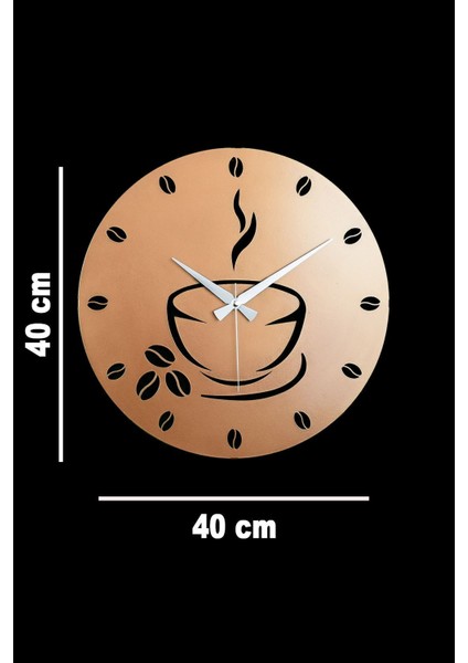 Coffe Model Metal Lazer Kesim Akar Sessiz Mekanizmalı Duvar Saati (40*40 Cm)