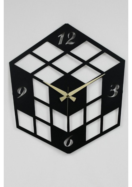 Küp Model Metal Lazer Kesim Akar Sessiz Mekanizmalı Duvar Saati (40*40 Cm)