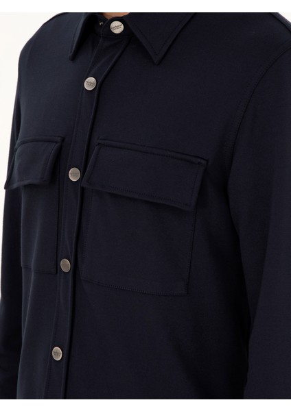 Erkek Lacivert Regular Fit Ceket Gömlek 50292995-VR033