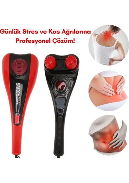 SL-222A Kırmızı Çift Başlıklı Paletli Masaj Aleti Sırt Bacak Kol Tüm Vücut Masaj Cihazı