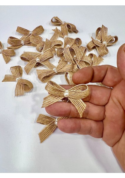 Jüt Kurdele Incili Hazır Fiyonk 20 Adet Süsleme Konsept Hediyelik 1 Adet