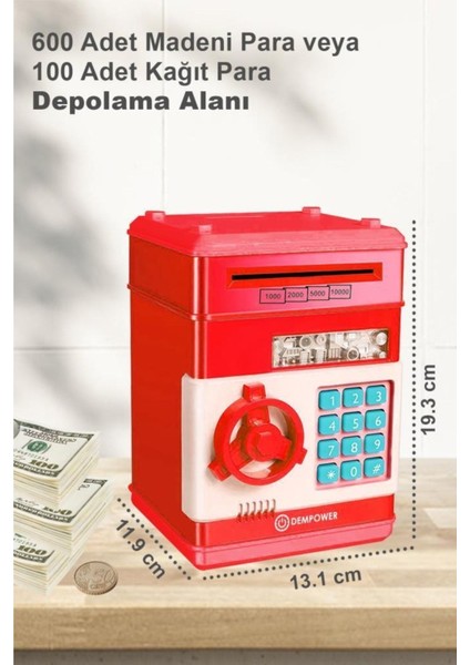 Dp-95 Şifreli Elektronik Kumbara Kırmızı 1 Adet