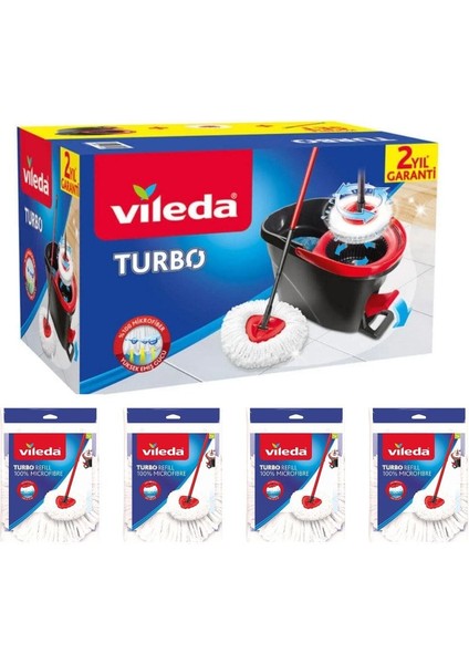 Elite Turbo Pedallı Temizlik Sistemi Turbo Classic Üçgen Mikrofiber Yedek Paspas 4 Adet 1 Adet