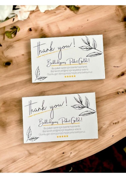 Elite Teşekkür Kartı Thank You Card Beklediğin Paket GELDI50 Adet (8x5 cm )-T883 1 Adet