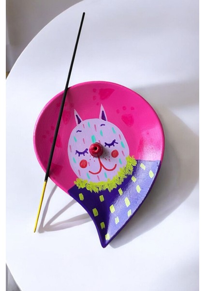 Elite El Yapımı Seramik Tütsülük | Cat Lovers | Pembe | Unique | Artistic 1 Adet