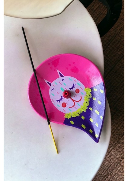 Elite El Yapımı Seramik Tütsülük | Cat Lovers | Pembe | Unique | Artistic 1 Adet