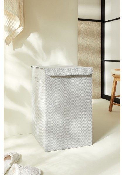 Gri Kapaklı Katlanır Kirli Çamaşır Çocuk Odası Oyuncak Düzenleyici Saklama Kutusu Sepet 36x36x56 modelleri