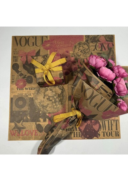 10SAYFA''GENÇ Aşıklar'' Çiçek Buket Kağıdı&paketleme Mazemesi Virgin Kraft Kağıt M260GR 55X55CM 1 Adet