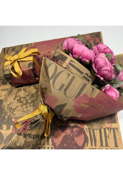 10SAYFA''GENÇ Aşıklar'' Çiçek Buket Kağıdı&paketleme Mazemesi Virgin Kraft Kağıt M260GR 55X55CM 1 Adet fiyatları