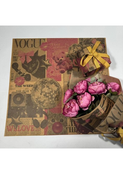 10SAYFA''GENÇ Aşıklar'' Çiçek Buket Kağıdı&paketleme Mazemesi Virgin Kraft Kağıt M260GR 55X55CM 1 Adet modelleri