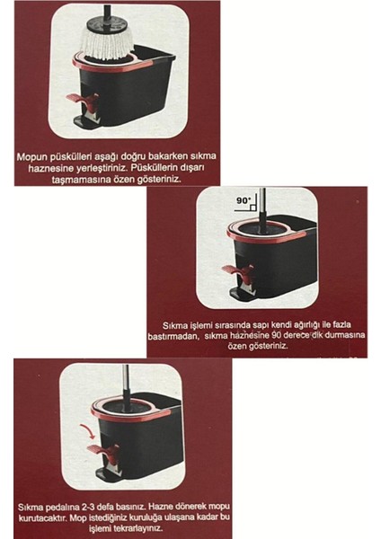 Elite Cleanped Pedallı Spin Mop Temizlik Seti - Tek Kova 2 Sap - 1 Adet