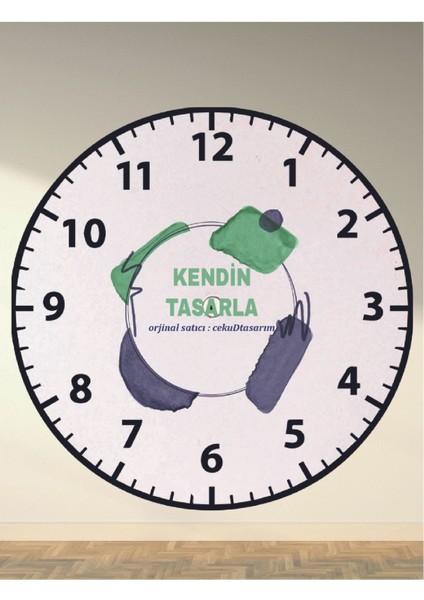 Kişiye Özel Adf Malzemeli 20 cm Yuvarlak Duvar Saati - Modern Tasarım