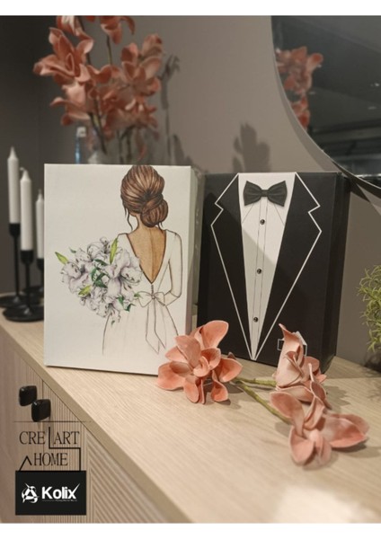 Gelin Bohçası - Gelin Kutusu - Damat Kutusu - Damat Bohçası - 2 'li Gelin & Damat Set 1 Adet