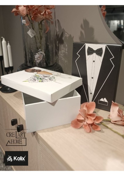 Gelin Bohçası - Gelin Kutusu - Damat Kutusu - Damat Bohçası - 2 'li Gelin & Damat Set 1 Adet modelleri