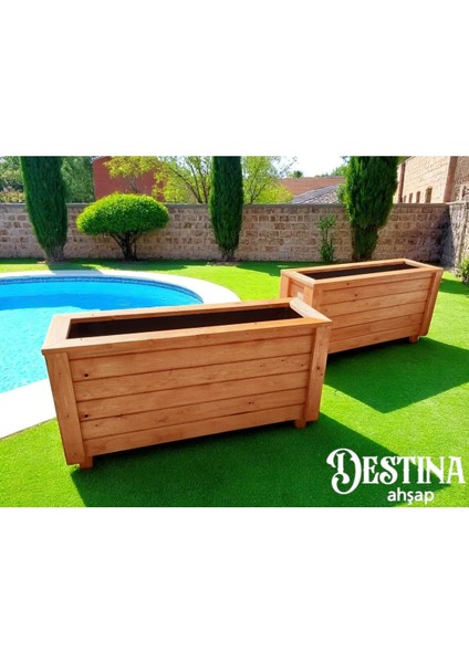 Elite Ahşap Saksı Açık Meşe Renk (35CM Yükseklik, 100CM GENİŞLİK,30CM Derinlik) 1 Adet