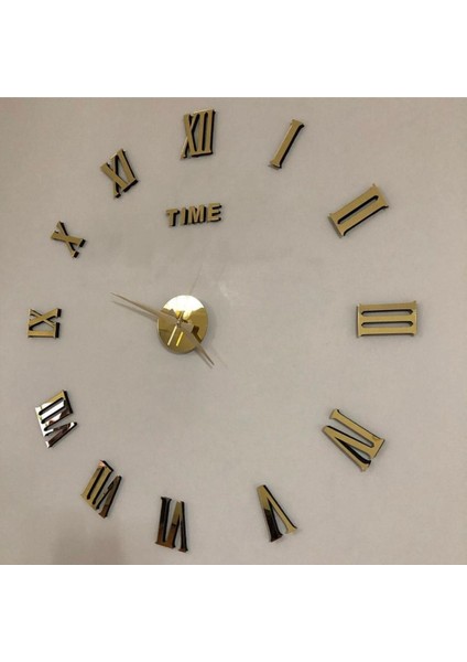 Altın 3D Pleksi Roma Saat 60X90 cm 60 x 90 Modern