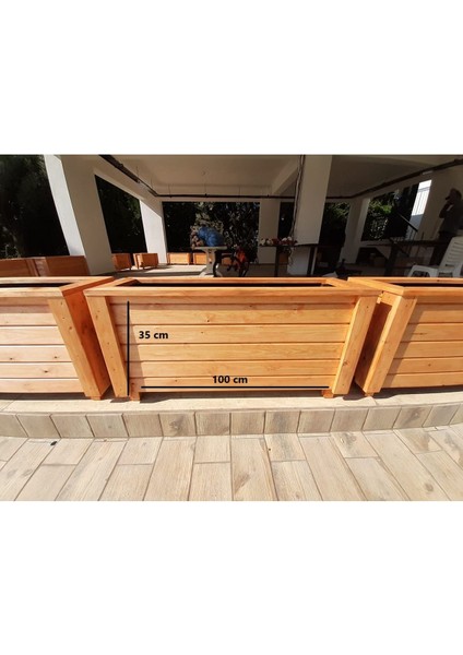 Elite Ahşap Saksı Açık Meşe Renk (35CM Yükseklik, 100CM GENİŞLİK,30CM Derinlik) 1 Adet fiyatları