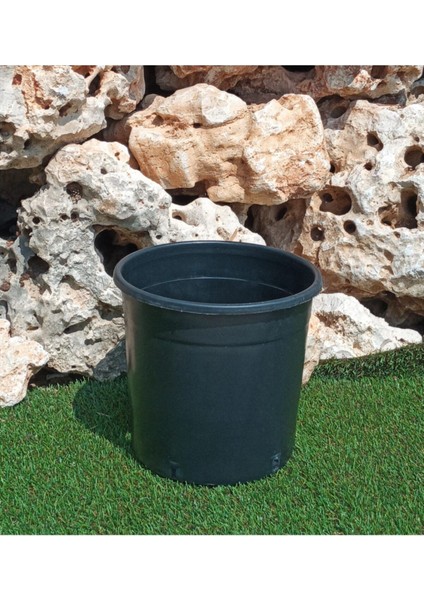 Elite Siyah Üretim Saksısı 8 Lt 2 Adet Yuvarlak Saksı Çiçek Saksısı Plastik Saksı Yetiştirme Saksısı 1 Adet