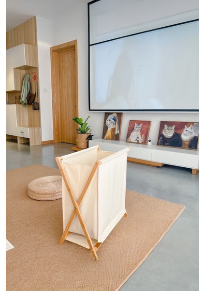 Elite Bambu Katlanır Kirli Çamaşır Sepeti Beyaz 34X42X58 cm 1 Adet