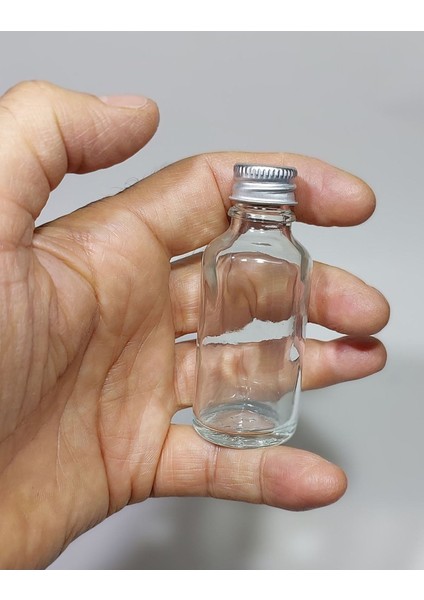 30 cc Kolonya,parfüm Şişesi Hediyelik 3 Adet Çok Amaçlı Tıpalı ve Silver Gümüş Kapaklı Cam Boş Şişe 1 Adet