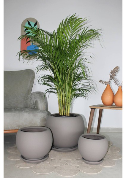 Elite Küre Model Çömlek Saksı Vizon H:29CM-ÇAP:32CM 1 Adet