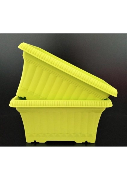 Elite Uzun Balkon Saksı 2 Adet 3,5 Lt Fıstık Yeşili Renkli Balkon Saksı Ova Çiçek Saksısı Plastik Saksı 1 Adet
