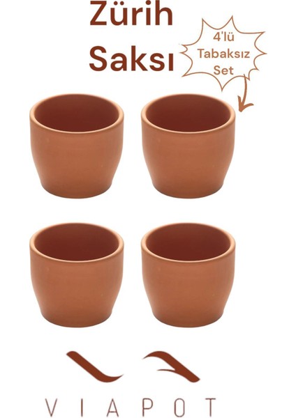 Elite 4 Adet Zürih Toprak Saksı Büyük Delikli Tabaksız 13X15CM 1.4lt 1 Adet
