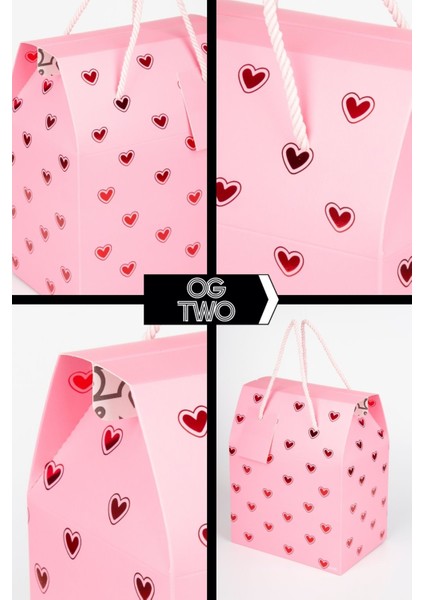 Premium Konsept Tasarım Hediye Kutusu Sevgiliye Hediye Paketi Hediyelik Pembe Kalpli - 24X14X20CM 1 Adet fiyatları