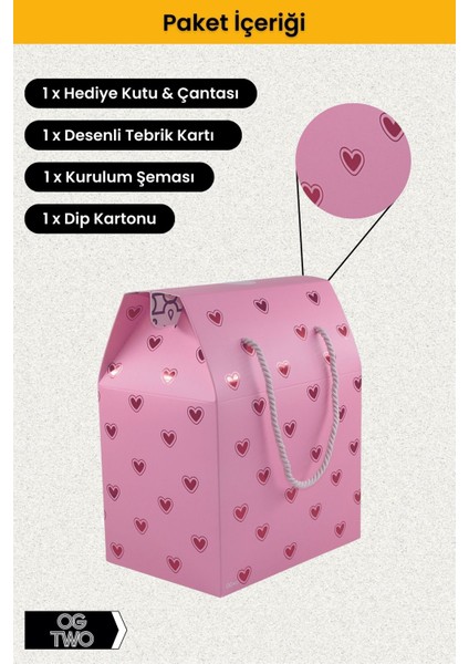 Premium Konsept Tasarım Hediye Kutusu Sevgiliye Hediye Paketi Hediyelik Pembe Kalpli - 24X14X20CM 1 Adet fırsatları