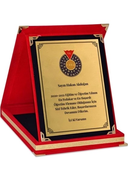 Kişiye Özel Plaket - Kişiye Özel Kadife Plaket - Öğretmene Plaket - Büyük Boy Plaket ( 16 x 21 ) 1 Adet