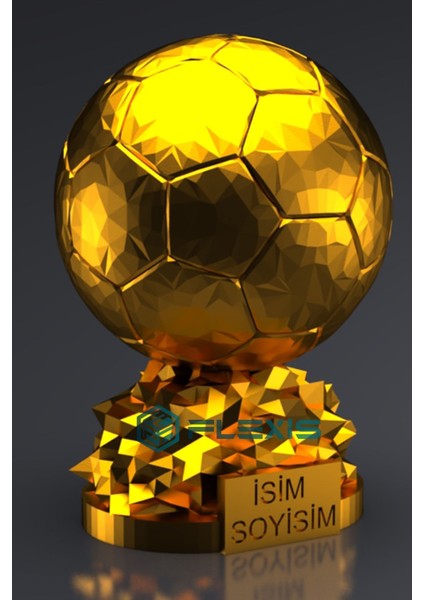 Isminize Özel Fıfa Ballon D'or Maketi Gold Kaplama 20 cm Boy Dekor Hediyelik 1 Adet