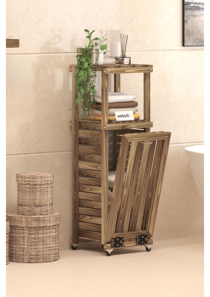 Elite Tekerlekli Kirli Sepeti Banyo Dolabı 2 Raflı Çamaşır Sepeti Banyo Düzenleyici Organizer Ykm MOB201 1 Adet