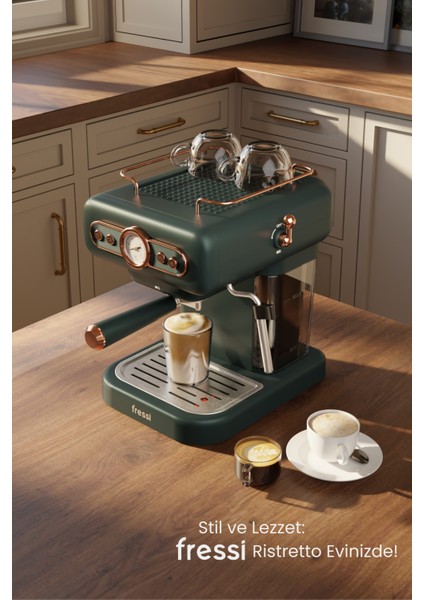 Em-01 Ristretto Süt Köpürtücülü 20BAR Basınçlı Espresso Latte Cappuccino Americano Makinesi 1,2lt