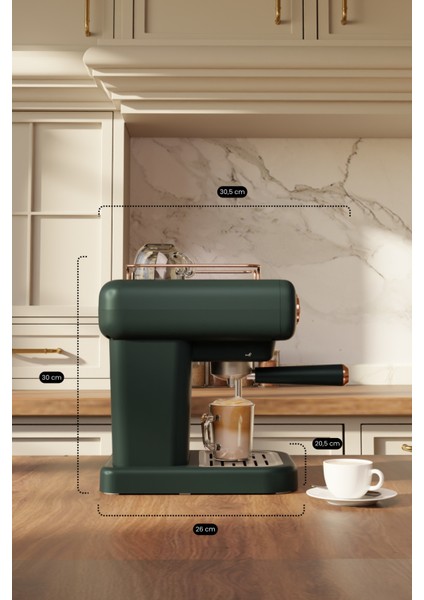 Em-01 Ristretto Süt Köpürtücülü 20BAR Basınçlı Espresso Latte Cappuccino Americano Makinesi 1,2lt