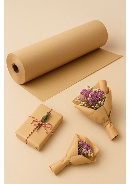 50 cm x 10 M Rulo Kraft Kağıt - Hediye Paketi, Çiçek Sarımı, Ambalaj, Kargo Paketleme, El Işi 1 Adet